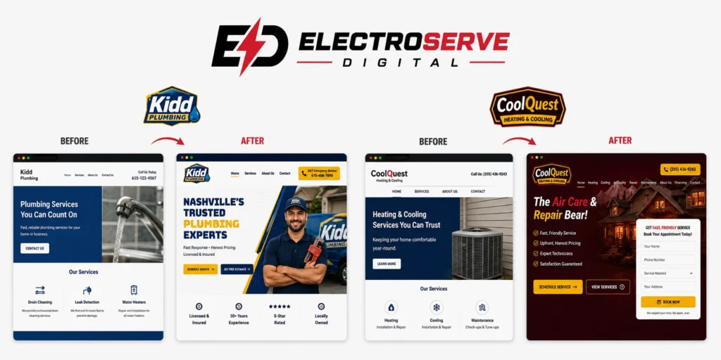 electroserve digital website design portfolio
