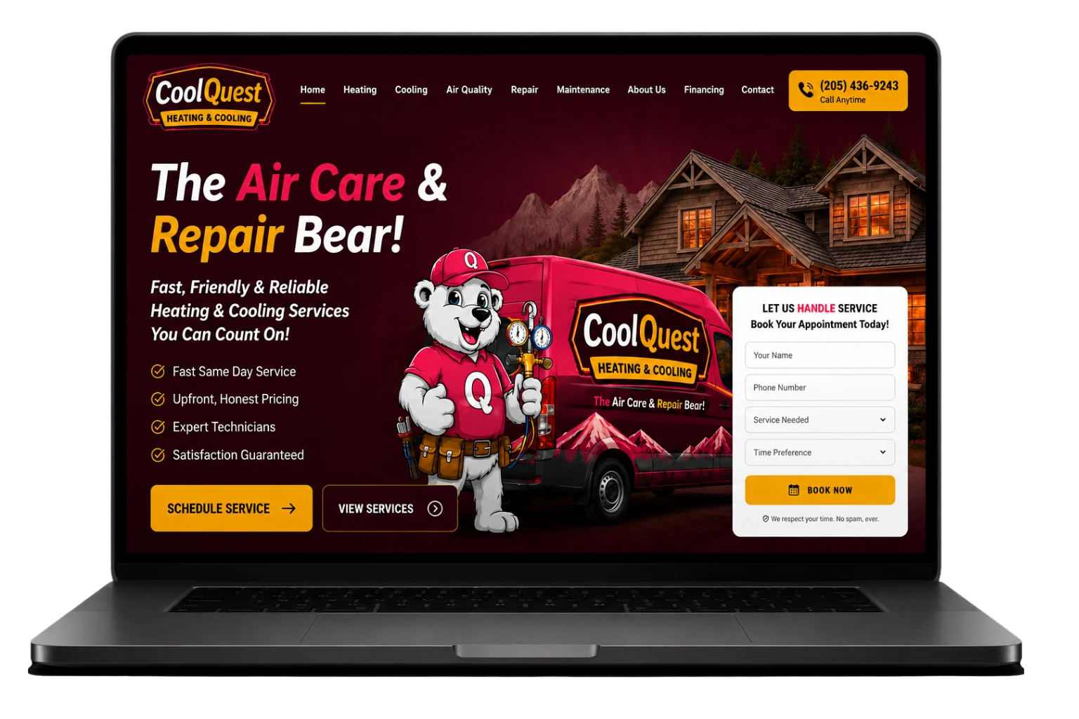 hvac website design mockup