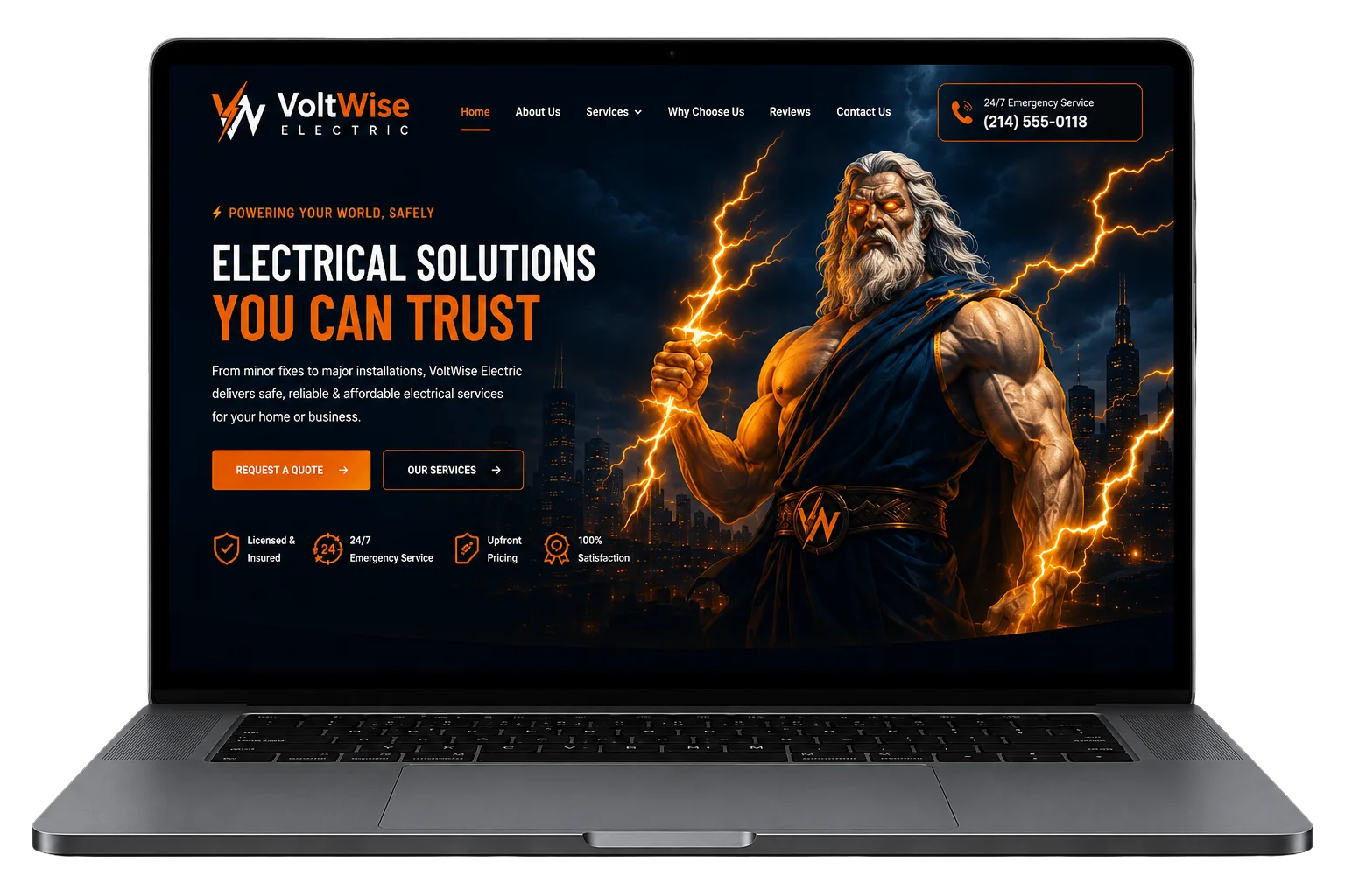 voltwise electrical website design mockup